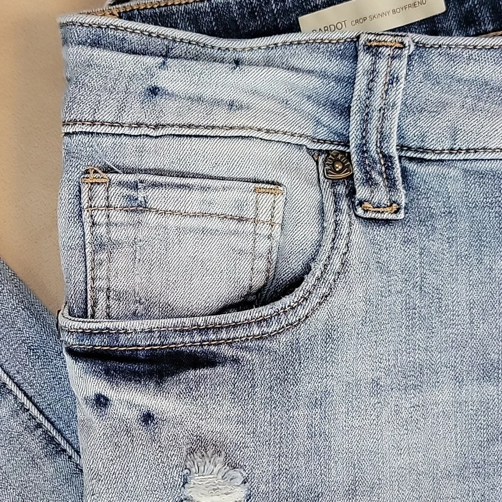 Kut from the Kloth Distressed BARDOT Crop Skinny Boyfriend Jeans Size 4 EUC - Picture 4 of 16